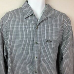 Guess Jeans Mens Long-Sleeve Plaid Button-Up Gray Cotton Size Medium
